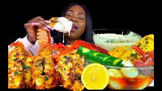 SEAFOOD BOIL MUKBANG LOBSTER TAIL MUKBANG SEAFOOD ALFREDO  CHEESE SAUCE MUKBANG [upl. by Aidile351]