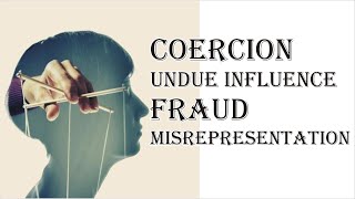 Coercion Undue Influence Fraud Misrepresentation  Indian Contract Act 1872  Law Guru [upl. by Mehalick732]