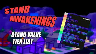 STANDS AWAKENING STAND VALUE TIER LIST [upl. by Eiten]