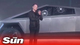 Elon Musks epic Cybertruck bulletproof window smash fail [upl. by Ardnaet]