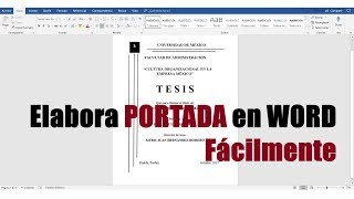 CÓMO HACER UNA PORTADA EN WORD FÁCILMENTE [upl. by Gibeon391]