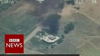 Iraqs air force bombs ISIS targets  BBC News [upl. by Aisatnaf103]