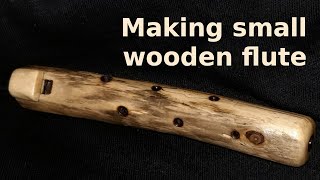 Making small wooden flute from branch [upl. by Fidela582]