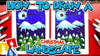 How To Draw A Christmas Landscape [upl. by Ennayehc727]