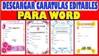 Cómo Descargar Carátulas Editables para Word [upl. by Enilarac]