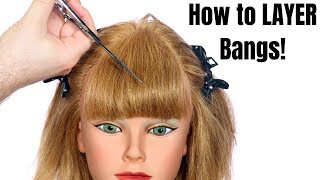 How to Layer Bangs  TheSalonGuy [upl. by Arual708]