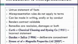 Misrepresentation Lecture 1 of 4 [upl. by Pfaff636]