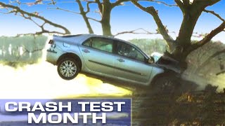 Crash Test Month Crashing Into A Tree At 55mph [upl. by Pessa]