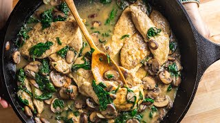 Creamy Garlic Mushroom Chicken  One Pan Recipe [upl. by Philoo]