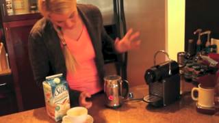 Nespresso Aeroccino Plus Frother Review Frothing Almond Milk [upl. by Anwahsed971]