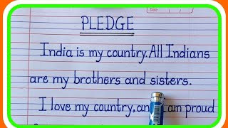 Indian Pledge India is my country in English Beautiful Handwritingराष्ट्रीय प्रतिज्ञा26 January [upl. by Arhna]